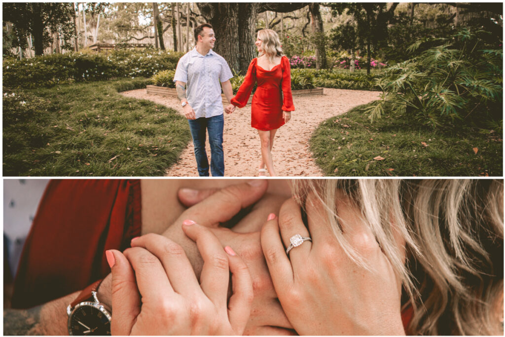 washington oaks gardens engagement photo