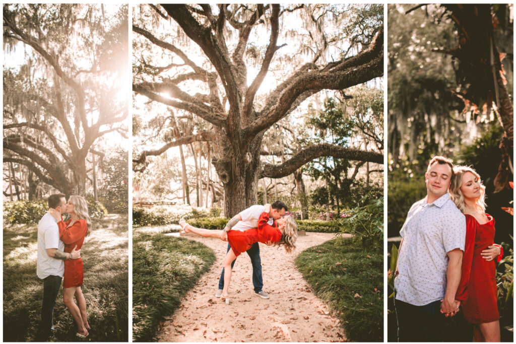 washington oaks gardens engagement photo